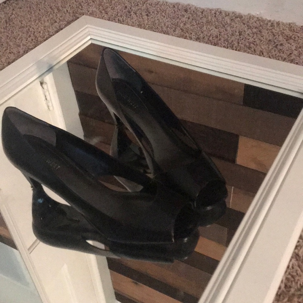 Black peep toe heels